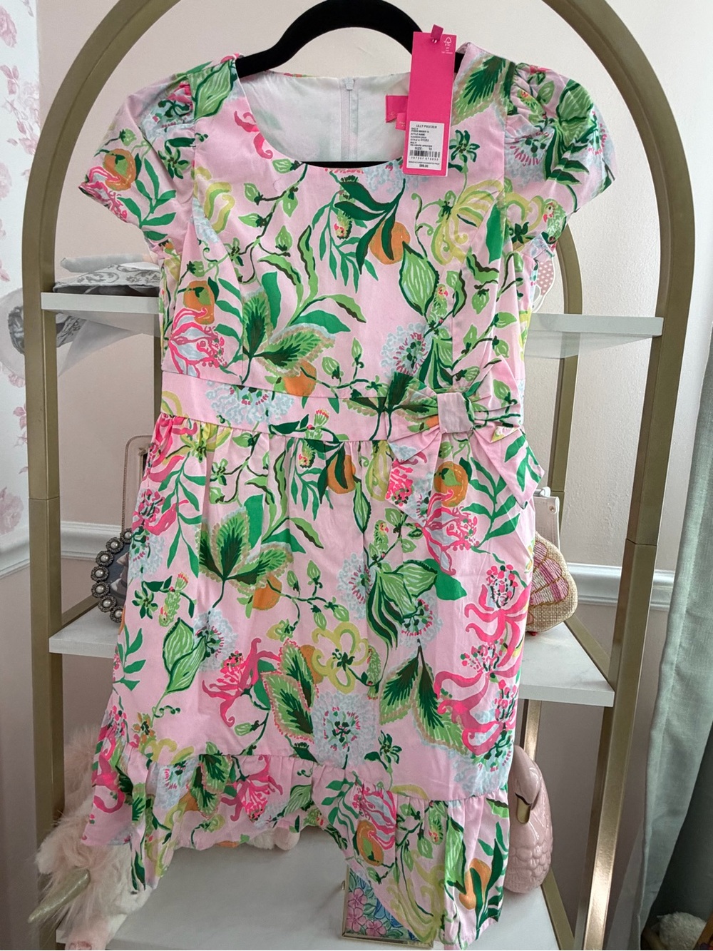 Lilly Pulitzer Pink Floral Belted Cotton Dress
